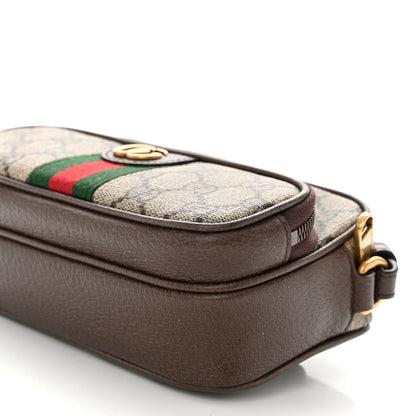 Gucci GG Supreme Monogram Textured Dollar Calfskin Web Mini Ophidia Convertible Shoulder Bag Beige Ebony New Acero 10 of 10