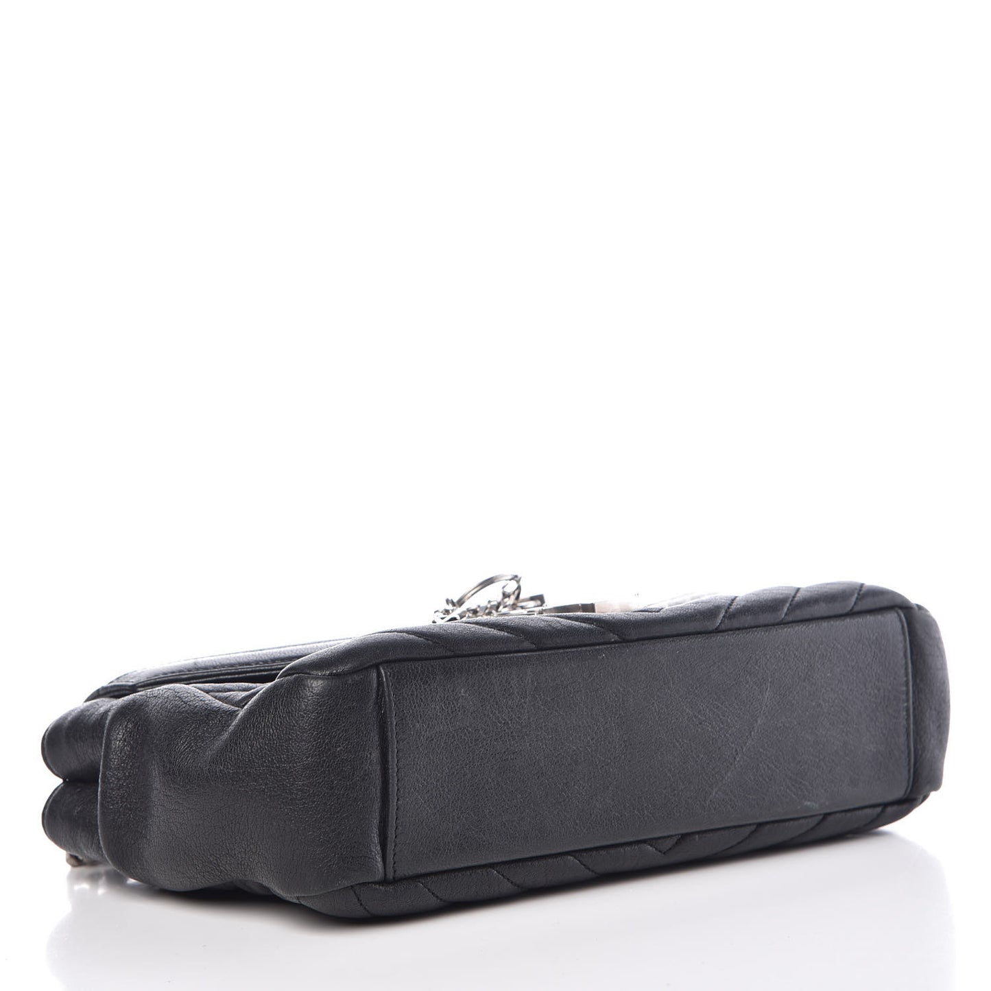 Sheepskin Matelasse Medium Monogram College Punk Chain Satchel Black