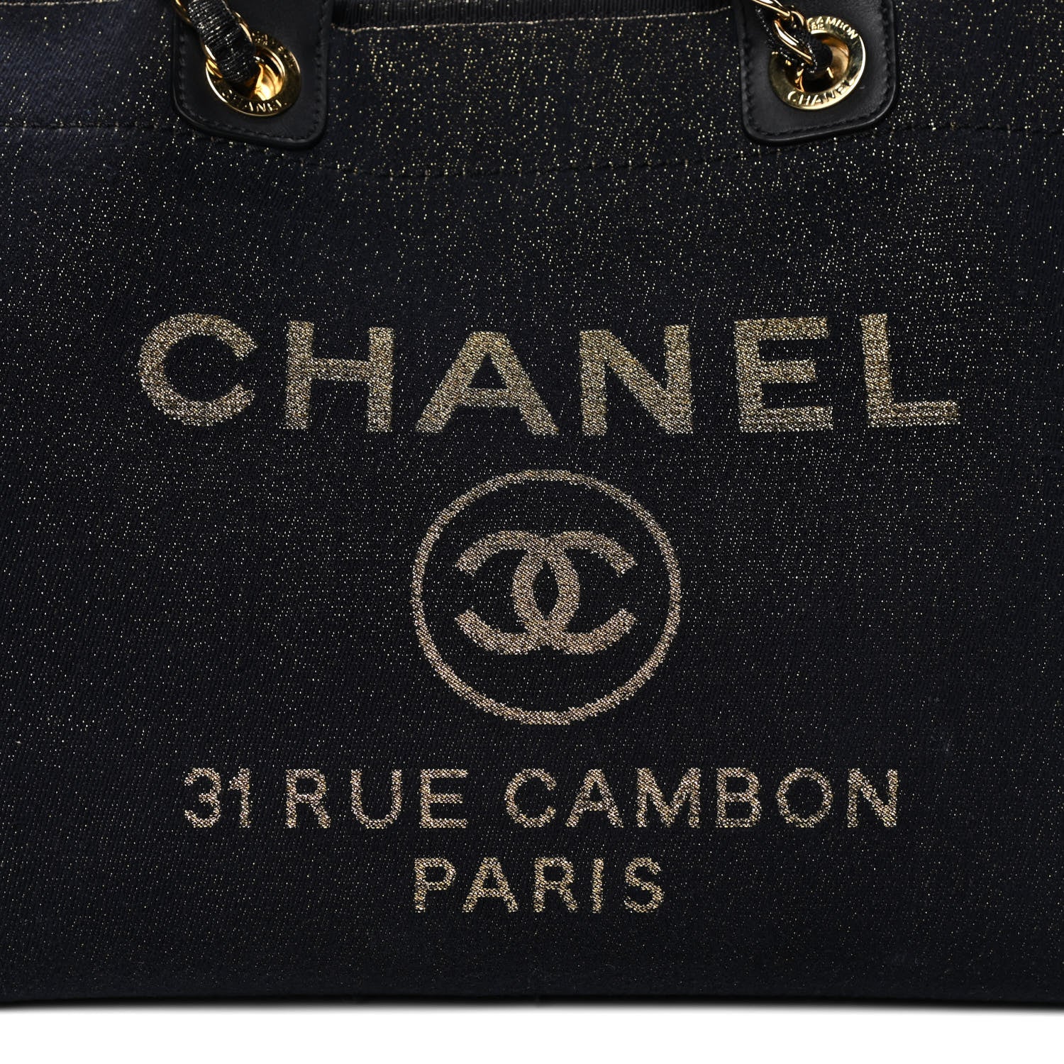 Chanel Lurex Canvas Medium Deauville Tote Navy Blue Gold 8 of 18