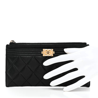 Chanel Caviar Quilted Classic Zip Boy Pouch Black 2 of 7