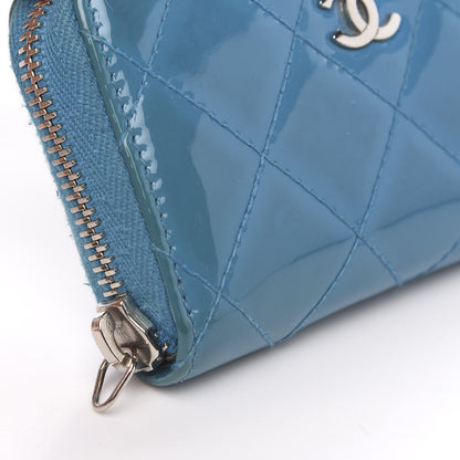 Chanel Patent Calfskin Quilted Zip Coin Purse Blue 7 of 11