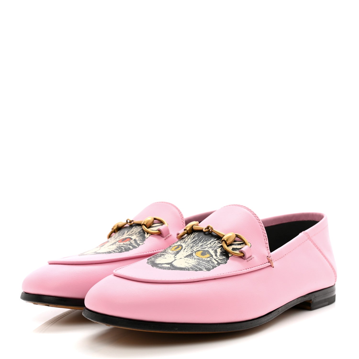Gucci Lambskin Mystic Cat Womens Brixton Horsebit Loafers 35 Perfect Pink 3 of 11