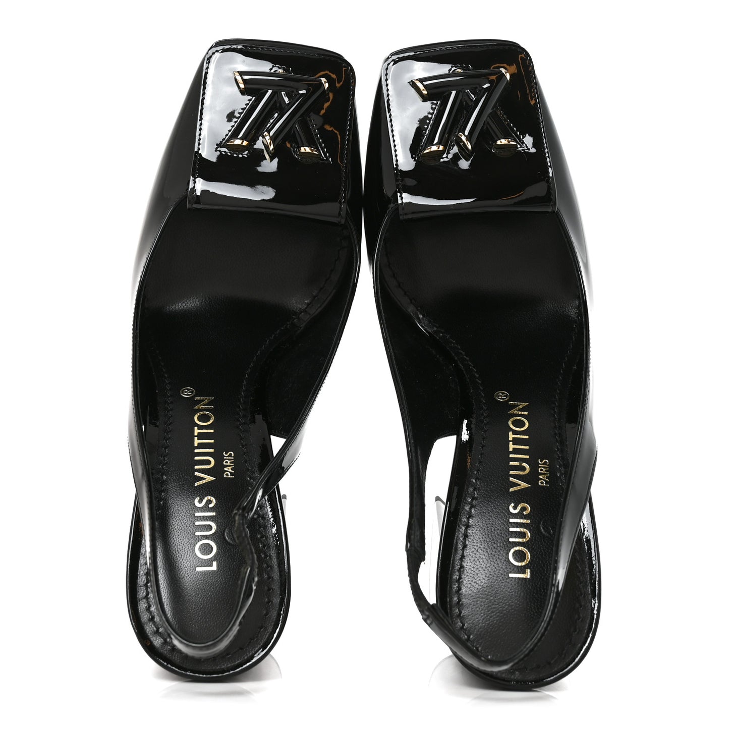 Patent Calfskin Shake Slingback Pumps 37 Black