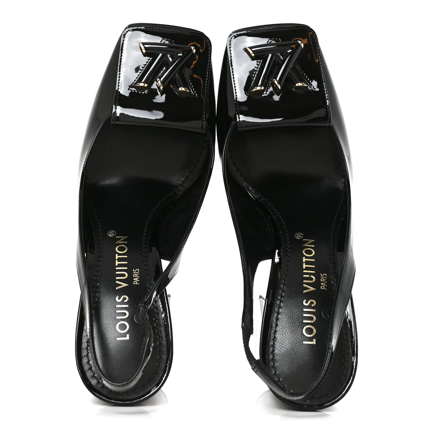 Louis Vuitton Patent Calfskin Shake Slingback Pumps 37 Black 5 of 10