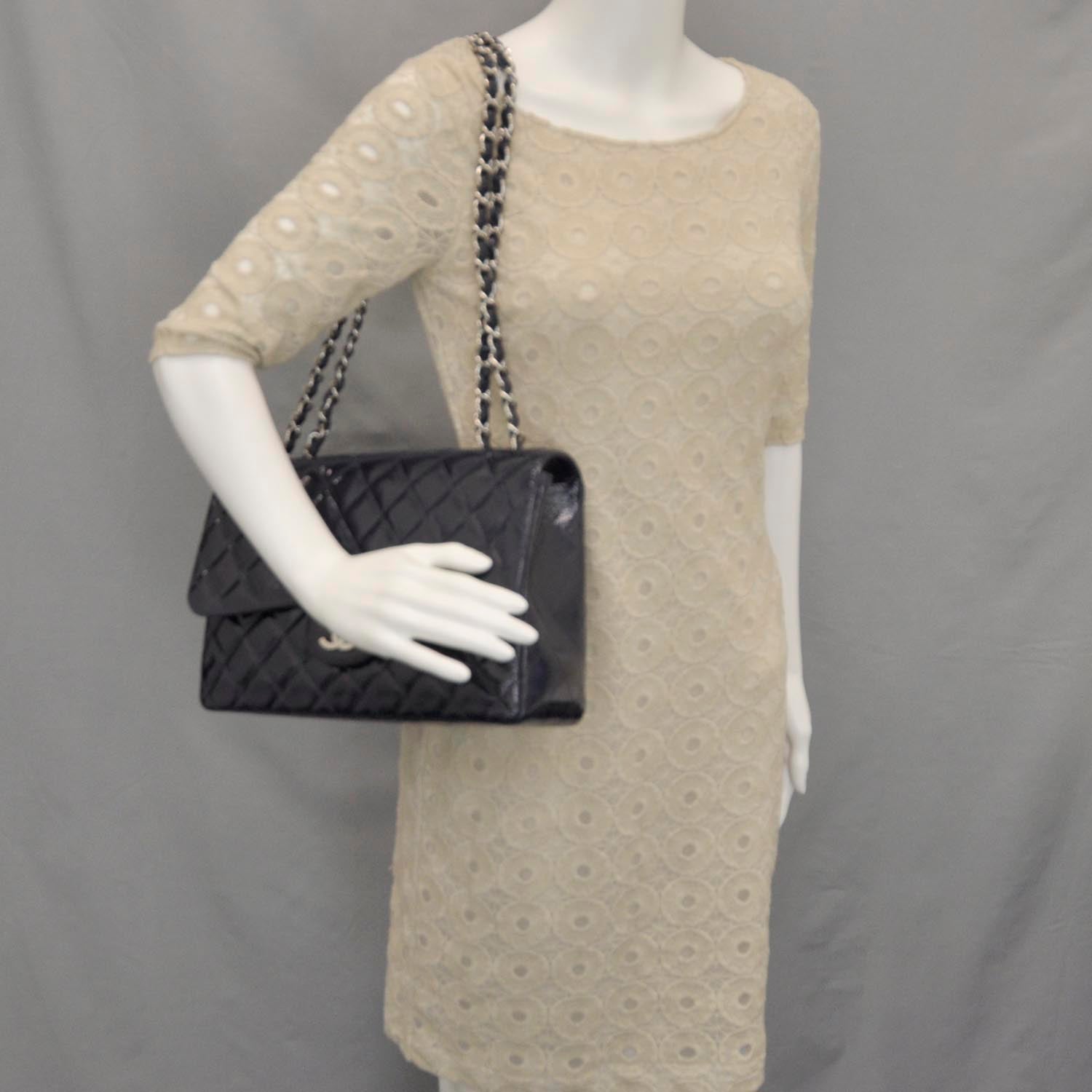 Chanel Crackled Patent Jumbo Flap Navy Blue 2 of 11