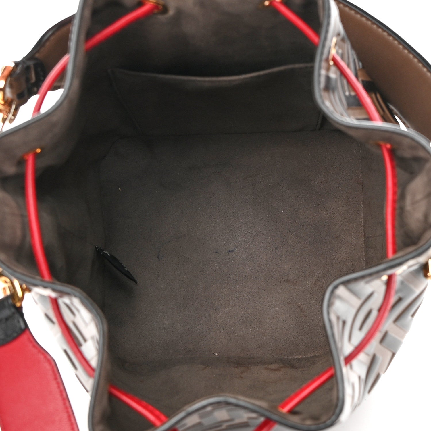 Fendi Vitello Grace F is Fendi Bi-Color FF 1974 Embossed Grande Mon Tresor Bucket Bag Maya Black Fragola 5 of 12
