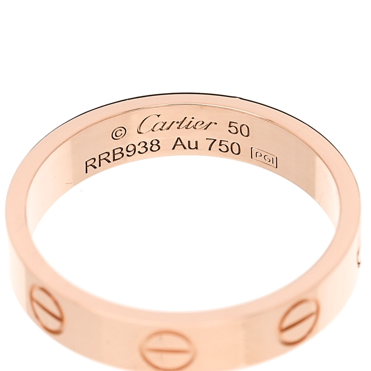 18K Pink Gold 3.5mm LOVE Wedding Band Ring 50 5.25