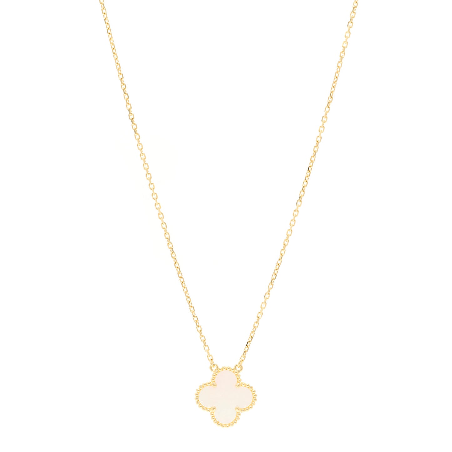 18K Yellow Gold Mother of Pearl Vintage Alhambra Pendant Necklace