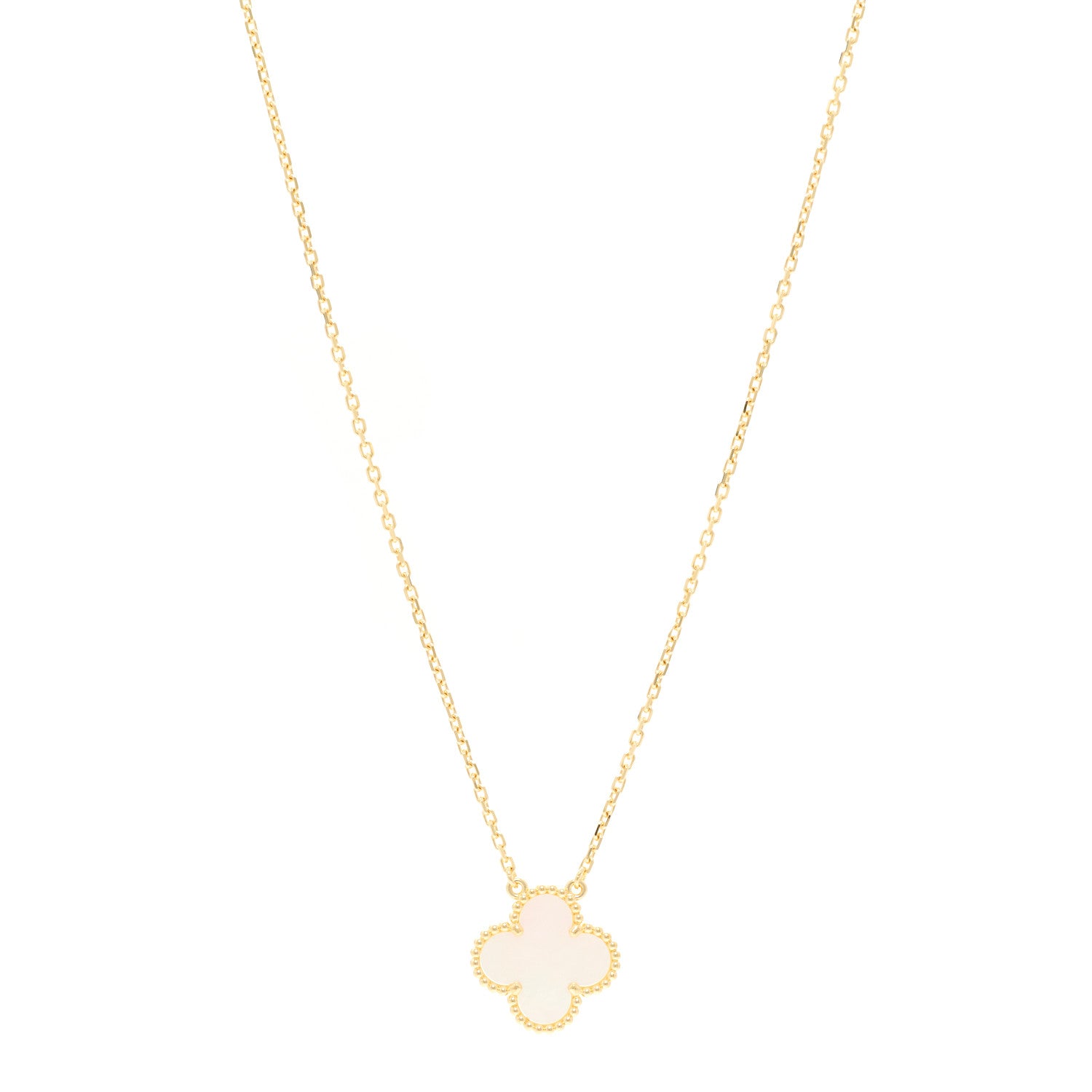 Van Cleef & Arpels 18K Yellow Gold Mother of Pearl Vintage Alhambra Pendant Necklace 1 of 6