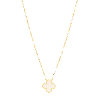 Van Cleef & Arpels 18K Yellow Gold Mother of Pearl Vintage Alhambra Pendant Necklace 1 of 6