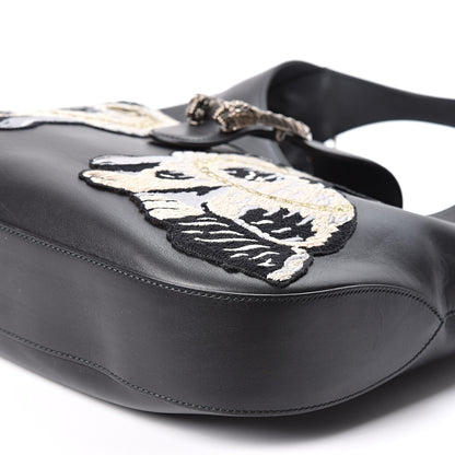 Gucci Calfskin Web Dog Embroidered Large Dionysus Hobo Black 9 of 9
