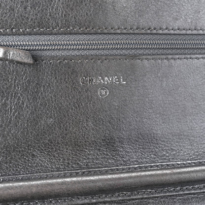 Chanel Metallic Calfskin Quilted Boy Wallet On Chain WOC Silver 5 of 8