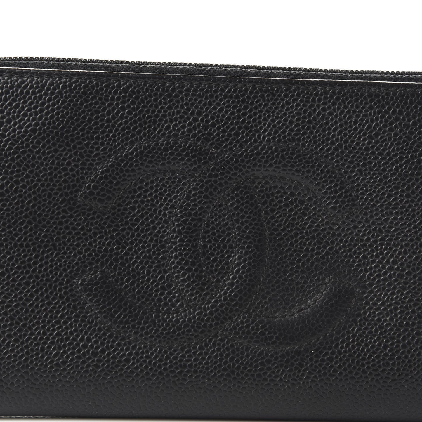 Caviar Large Timeless CC Zip Around Wallet Black