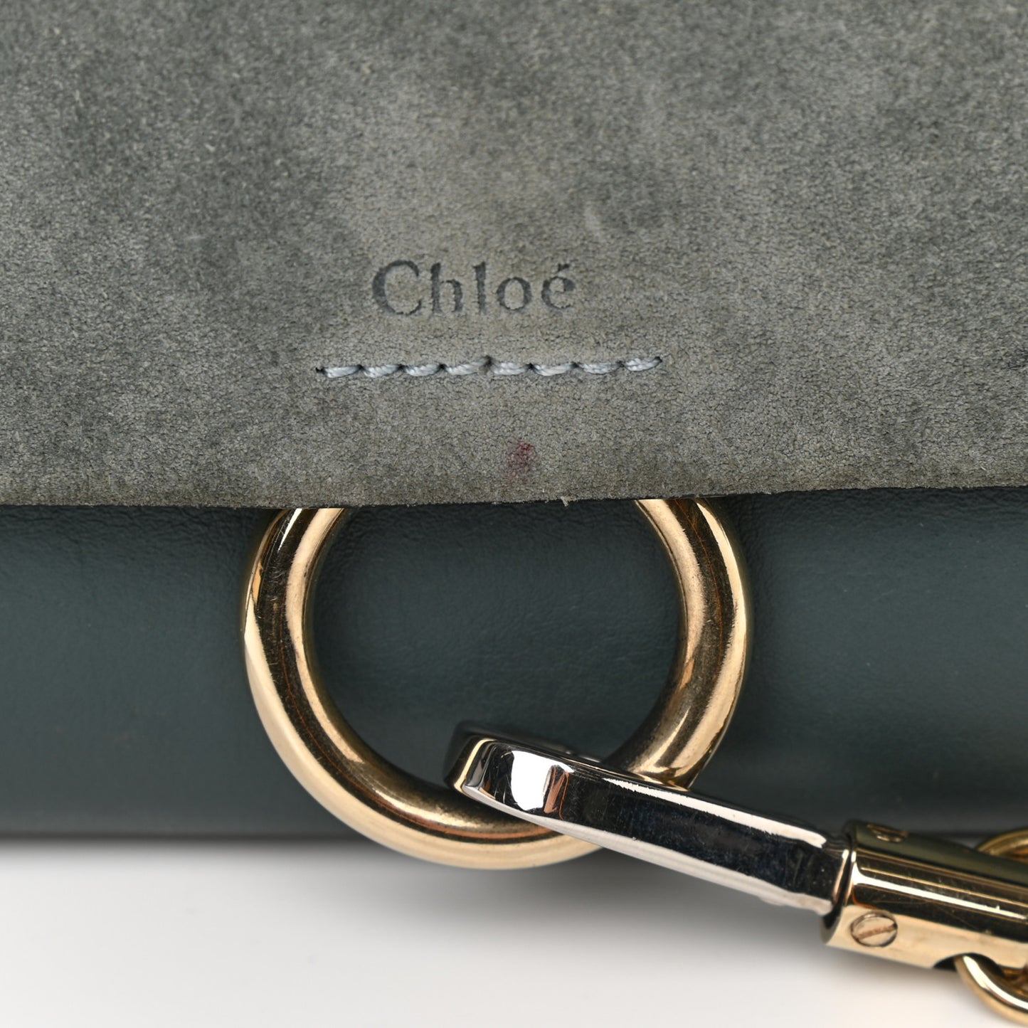 Suede Calfskin Mini Faye Shoulder Bag Cloudy Blue
