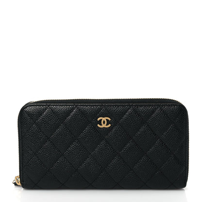 Chanel Caviar Quilted Large Gusset Zip Around Wallet Black 1 of 8