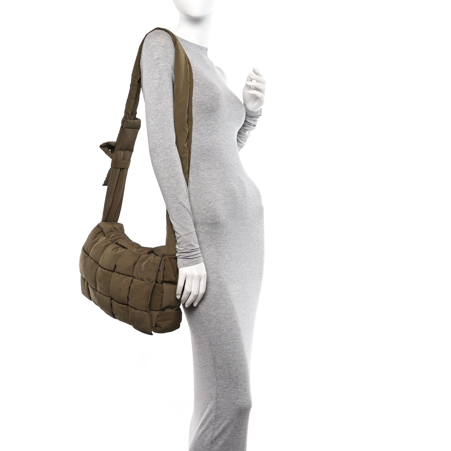Bottega Veneta Nylon Intrecciato Padded Tech Maxi Cassette Bag Mud 2 of 9