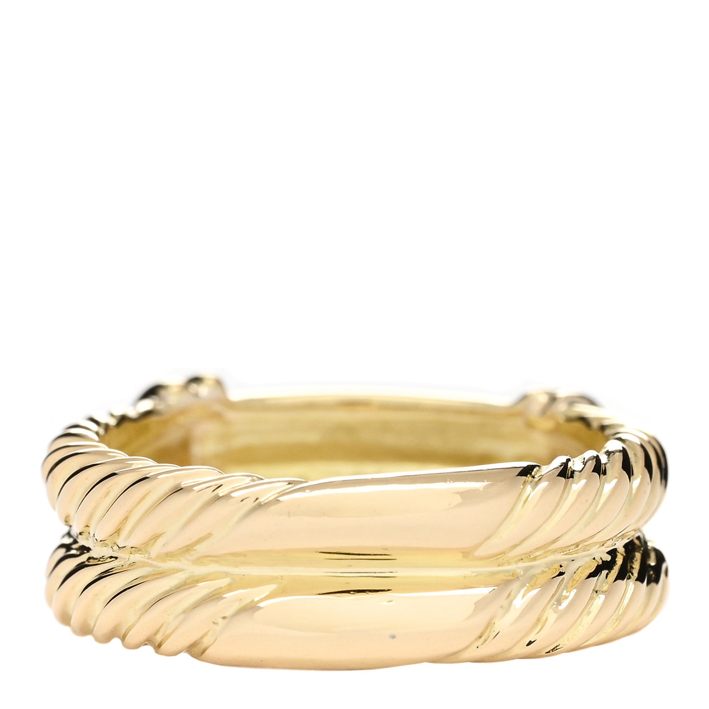 18K Yellow Gold Double Cable Band Ring 53 6.25