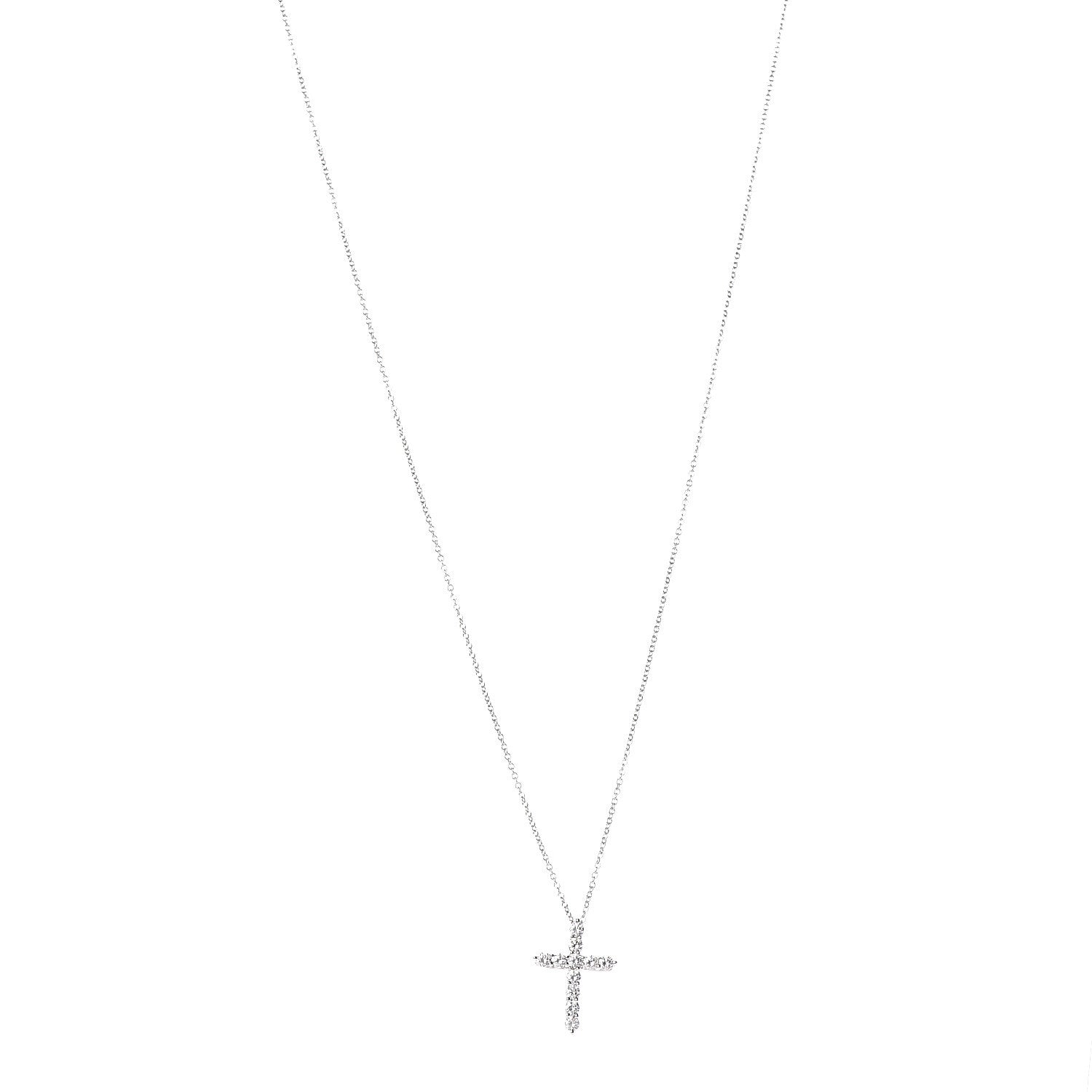 Tiffany Platinum Diamond Small Cross Pendant Necklace 1 of 6