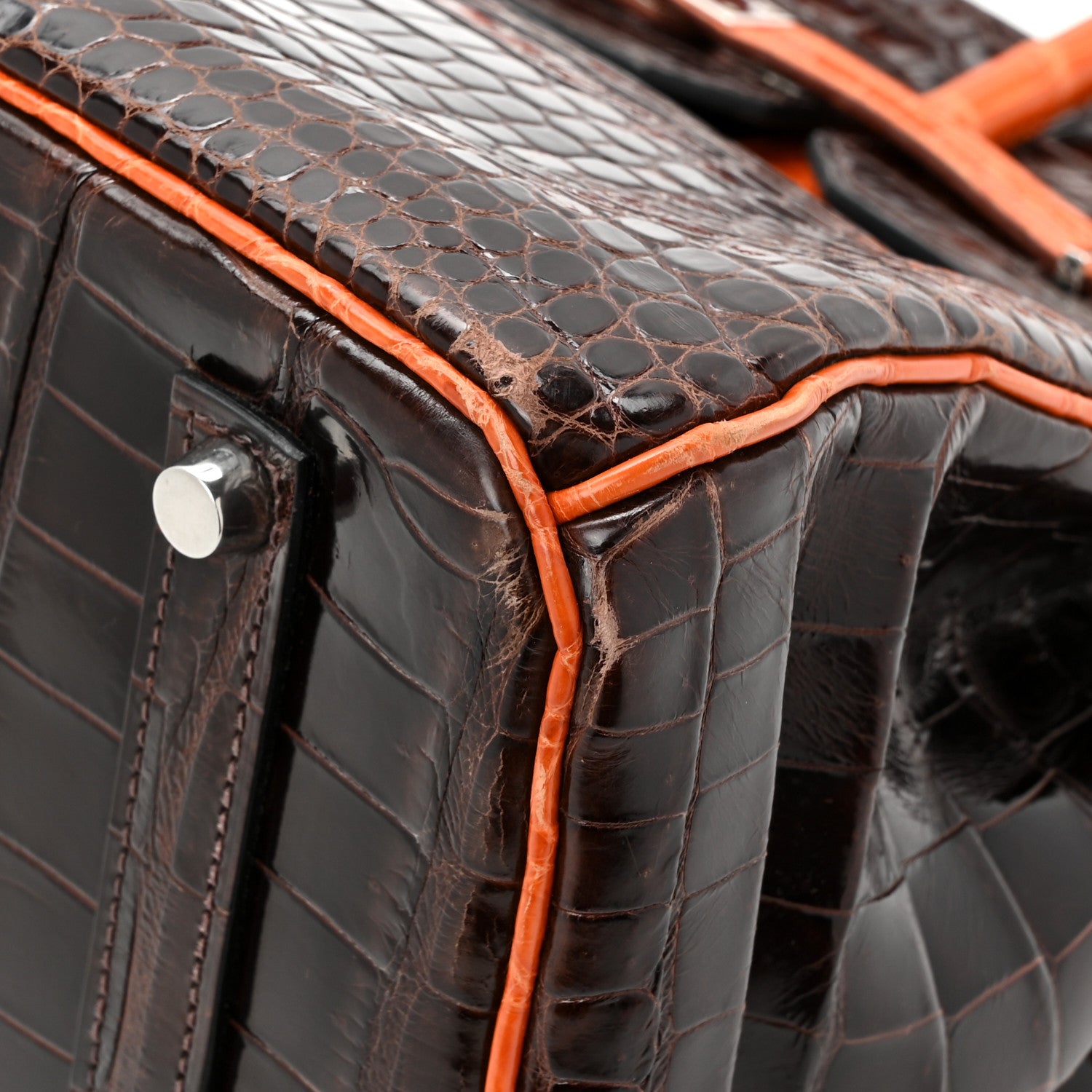 Hermes Shiny Porosus Crocodile Birkin 35 Havane Orange 17 of 23