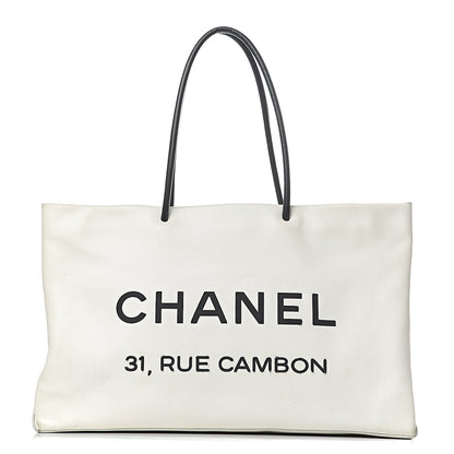Chanel Calfskin Large Essential 31 Rue Cambon Tote White Black 1 of 26