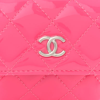 Chanel Patent Quilted Belt In Love Double Mini Flap Waist Bag Black Pink 11 of 15