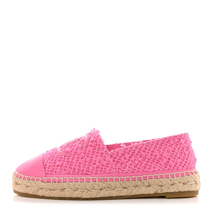 Chanel Tweed Lambskin CC Espadrilles 38 Hot Pink 1 of 9
