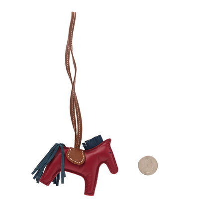 Hermes Milo Lambskin Grigri Rodeo Horse Bag Charm PM Rubis Bleu De Malte Fauve 2 of 4