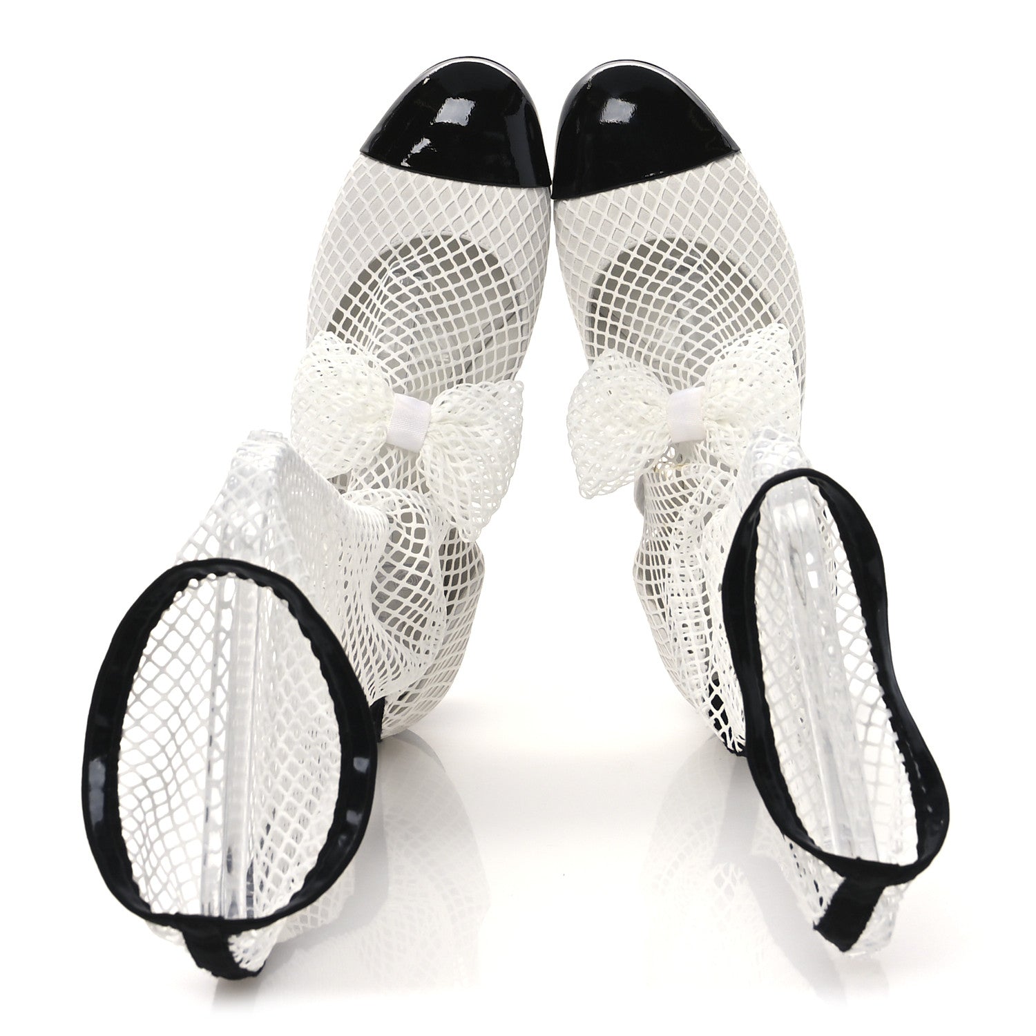 Chanel Mesh Kid Suede Patent Mary Jane Short Boots 39 White Black 2 of 13