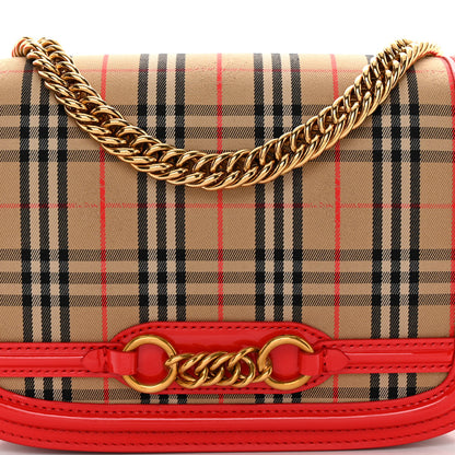 Burberry Patent 1983 Knight Check Link Shoulder Bag Bright Red 7 of 9