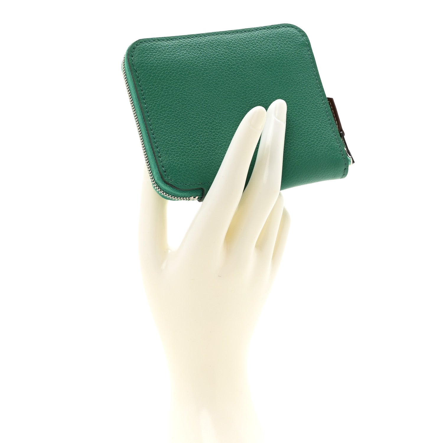 Hermes Evercolor Silk'In Compact Wallet Vert Jade 2 of 9