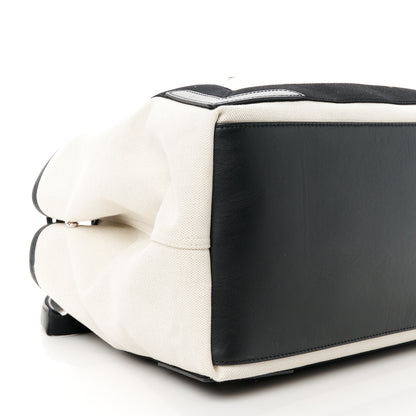 Balenciaga Cotton Canvas Satin Calfskin M Navy Cabas Natural Black 11 of 12