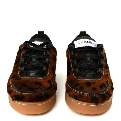 Chanel Lambskin Cheetah Print Quilted Sneakers 37 Brown Black 3 of 11