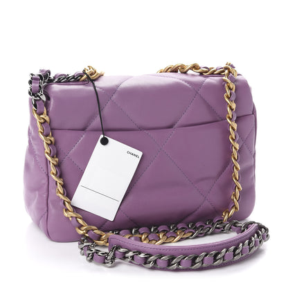 Chanel Goatskin Quilted Medium 19 Flap Violet Purple 3 of 11