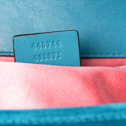 Gucci Velvet Matelasse Mini GG Marmont Shoulder Bag Pavone Cyan 6 of 9