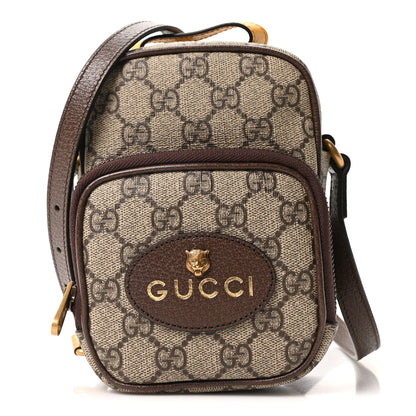 Gucci GG Supreme Monogram Mini Neo Vintage Double Zip Messenger Bag Beige New Acero Crop 1 of 9