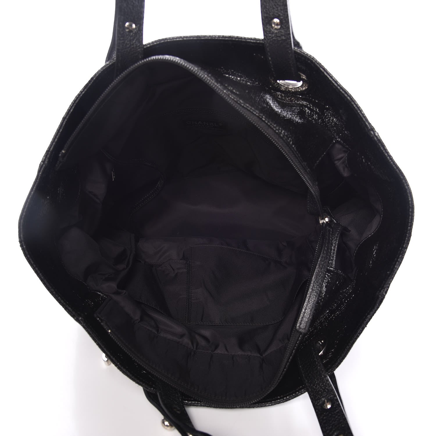 Chanel Coated Canvas Quilted Large Paris Biarritz Tote Black 5 of 9