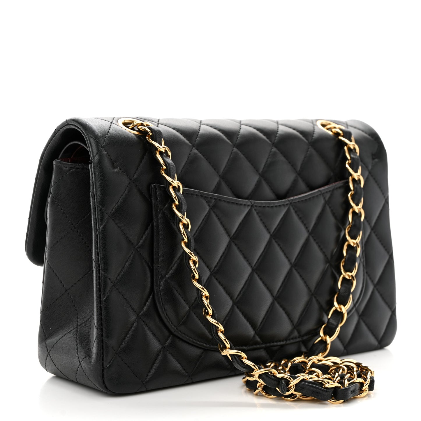 Lambskin Quilted Small Double Flap Black