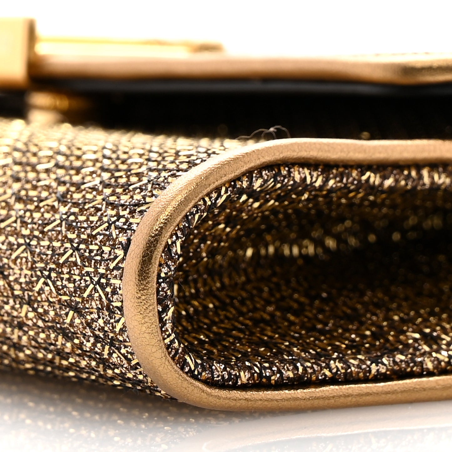 Metallic Textured Fabric Nobile Clutch Dark Gold