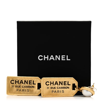 Chanel Pearl CC Tags Drop Earrings Gold 5 of 5