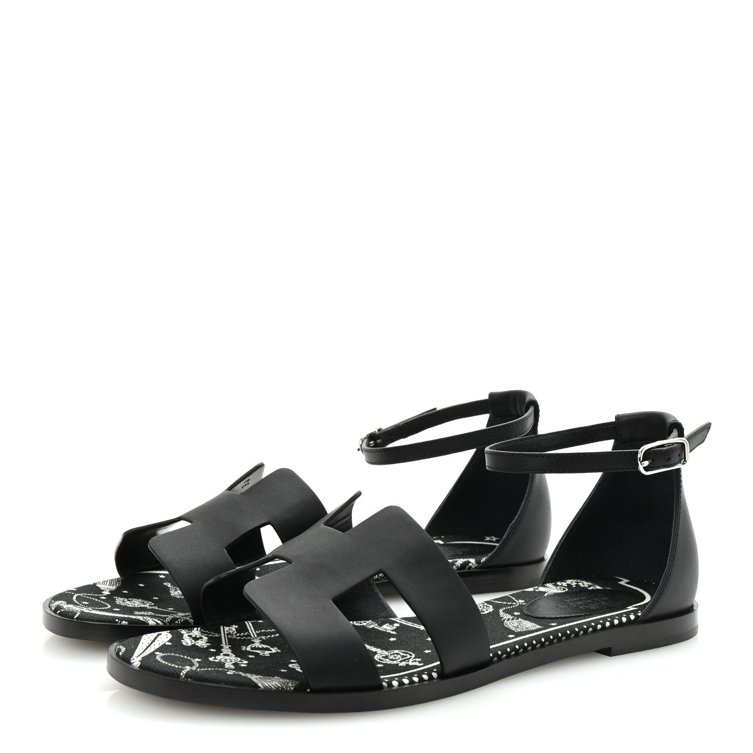 Hermes Calfskin Santorini Sandals 38 Black 4 of 10