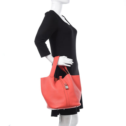Hermes Taurillon Clemence Picotin Lock 26 GM Bougainvillea 2 of 14