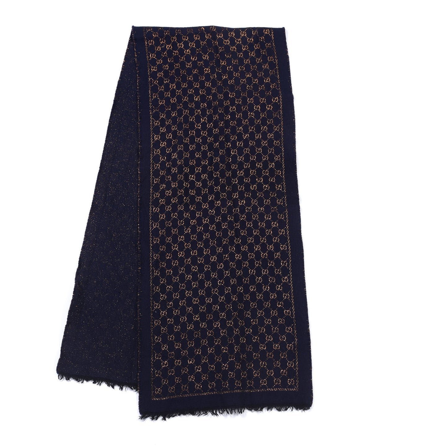 Wool Silk Jacquard GG Monogram Stenix Scarf Navy Yellow