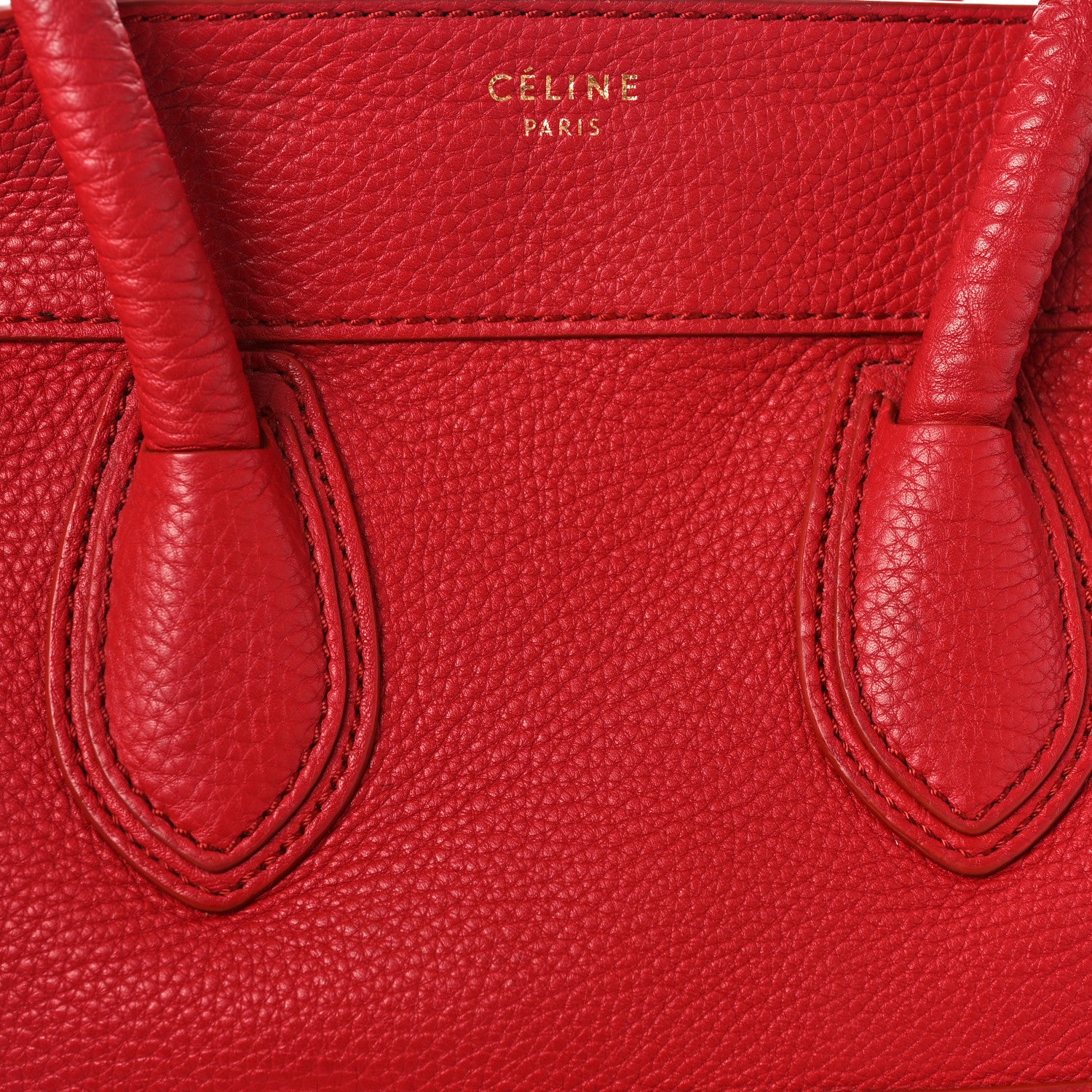 Celine Drummed Calfskin Mini Luggage Red 12 of 12
