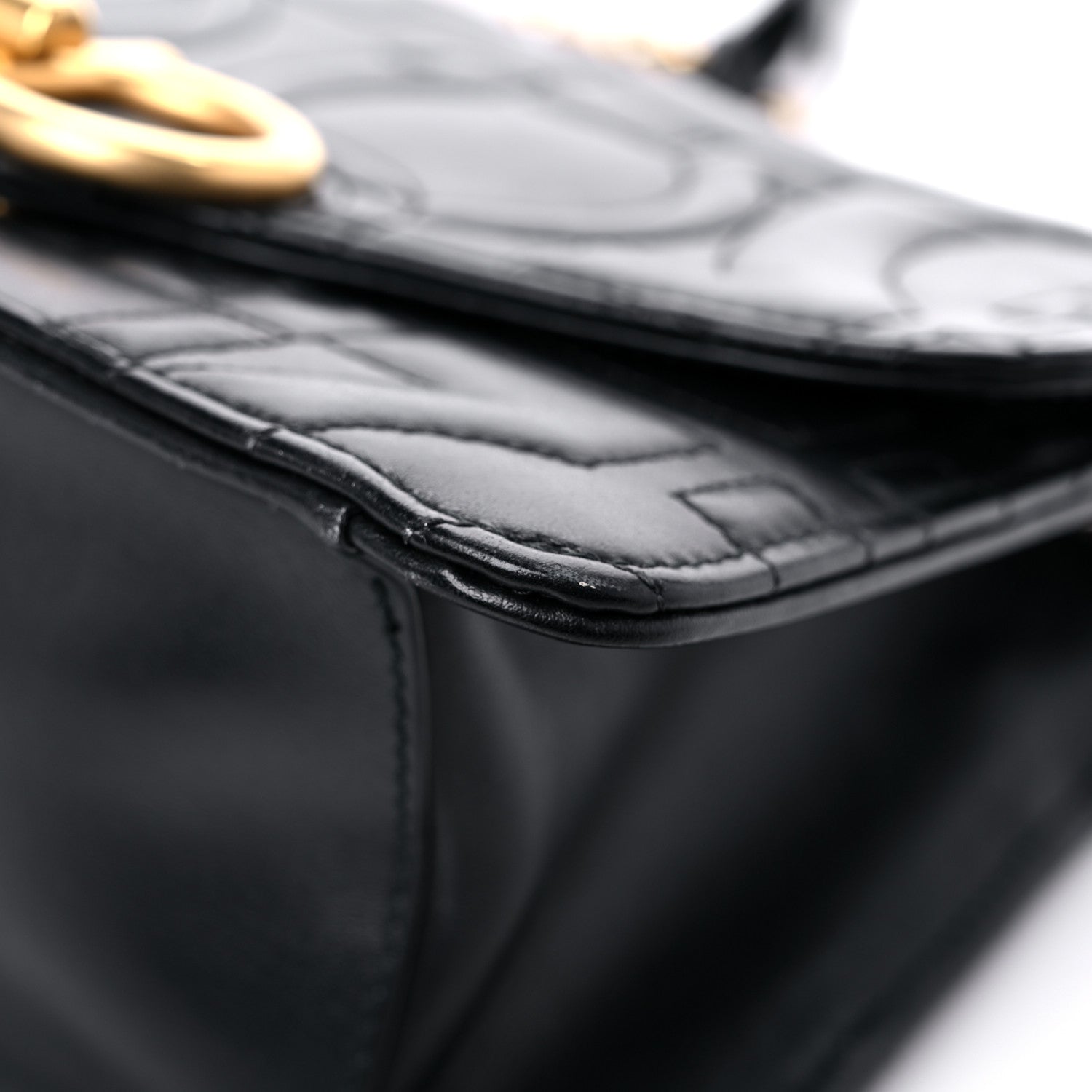 Salvatore Ferragamo Calfskin Quilted Gancini Flap Bag Black 8 of 12