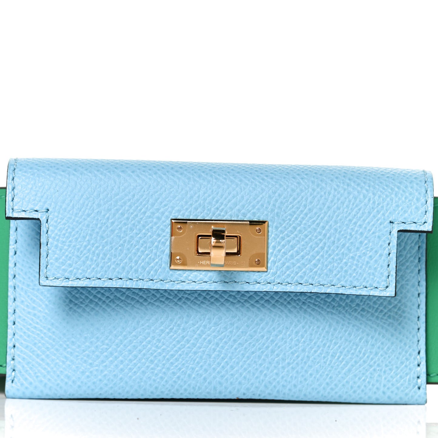 Swift Epsom Pocket Kelly Shoulder Strap Vert Vertigo Celeste