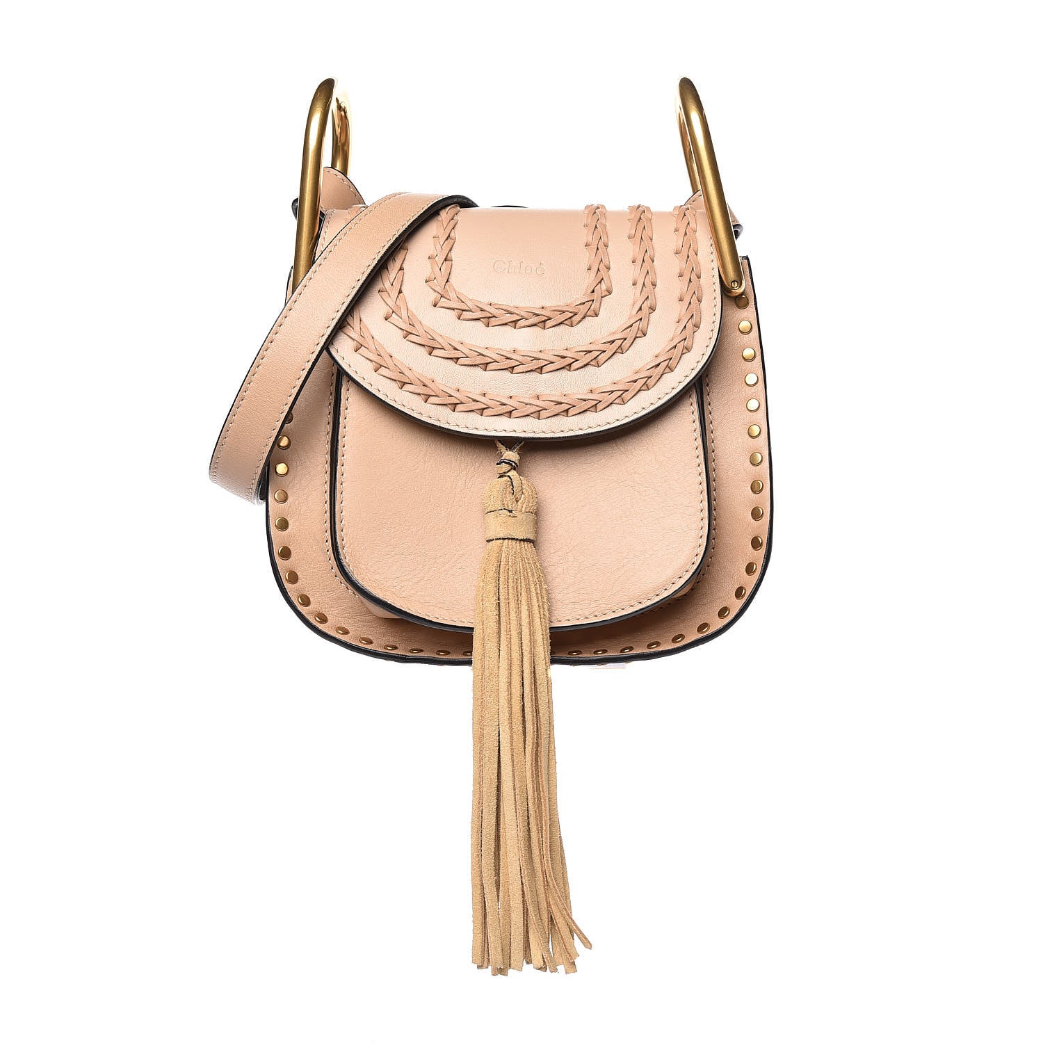 Chloe Calfskin Braided Mini Hudson Shoulder Bag Pearl Beige 1 of 10