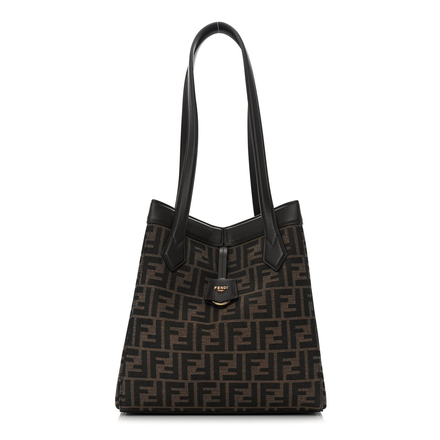 Fendi Fabric Jacquard Vitello Grace FF 1974 Medium Fendi Origami Tobacco Moro Ebano 1 of 14