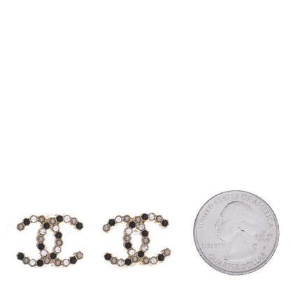 Chanel Resin Pearl Crystal CC Earrings Gold Black 2 of 4