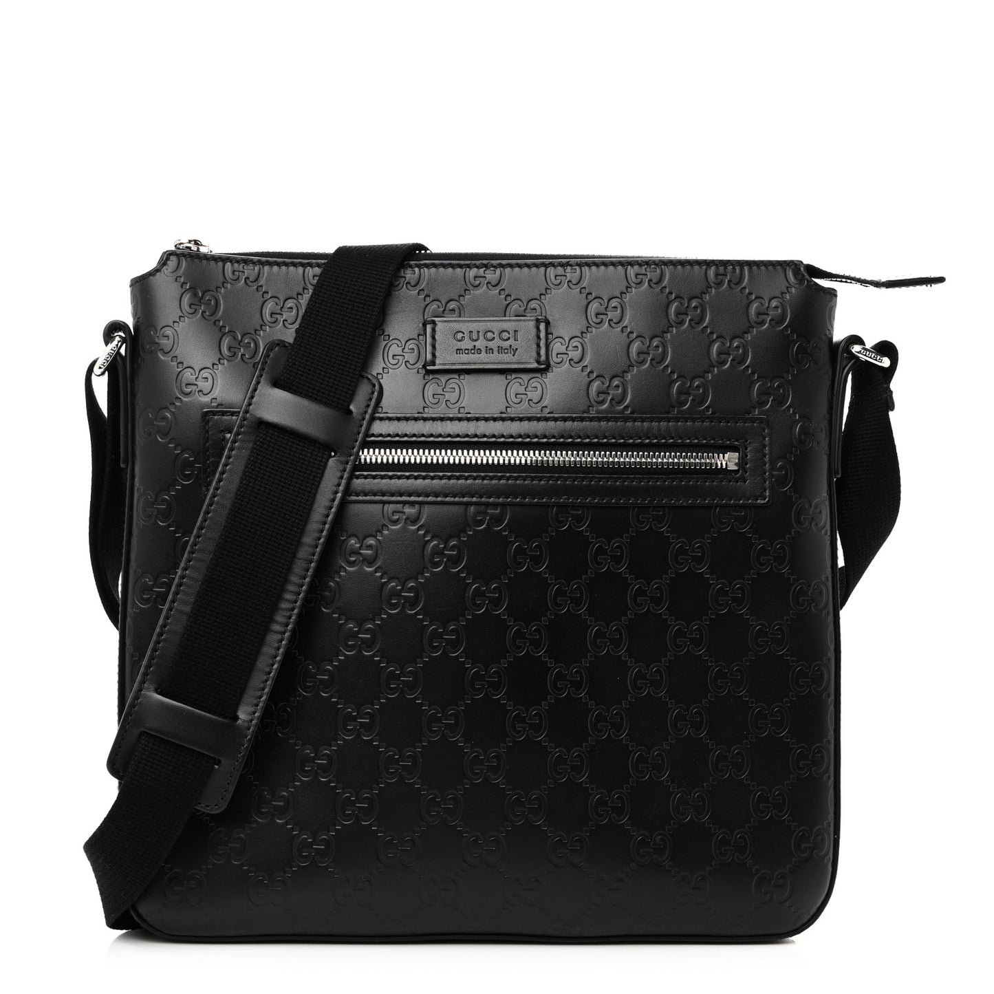 Guccissima Signature Medium Flat Messenger Bag Black