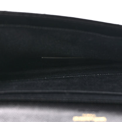 Saint Laurent Grain De Poudre Matelasse Chevron Monogram Envelope Clutch Black 5 of 12